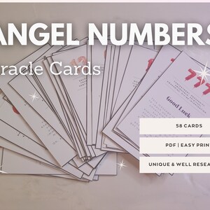 Angel Numbers Oracle cards, oracle cards for print, printable affirmation cards, printable tarot cards, affirmation cards, numerology, tarot