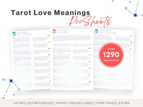 Tarot Cheat Sheet Love, Tarot Love Meanings Guide, Tarot Love Cheat sheet, Tarot Love Readings, Tarot Astrology Reference, Destiny Matrix