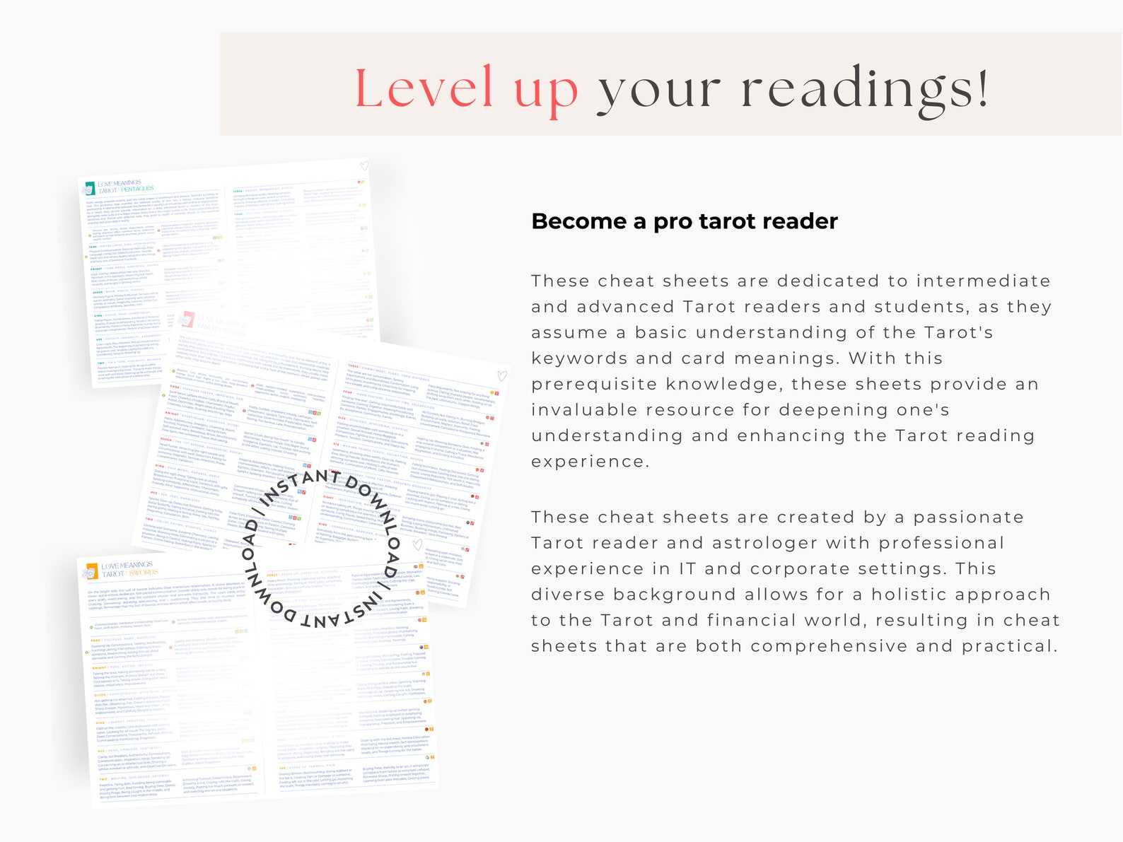 Pro Sheets Tarot Cheat Sheet Love, Tarot Love Meanings Guide, Tarot Love Cheat ...