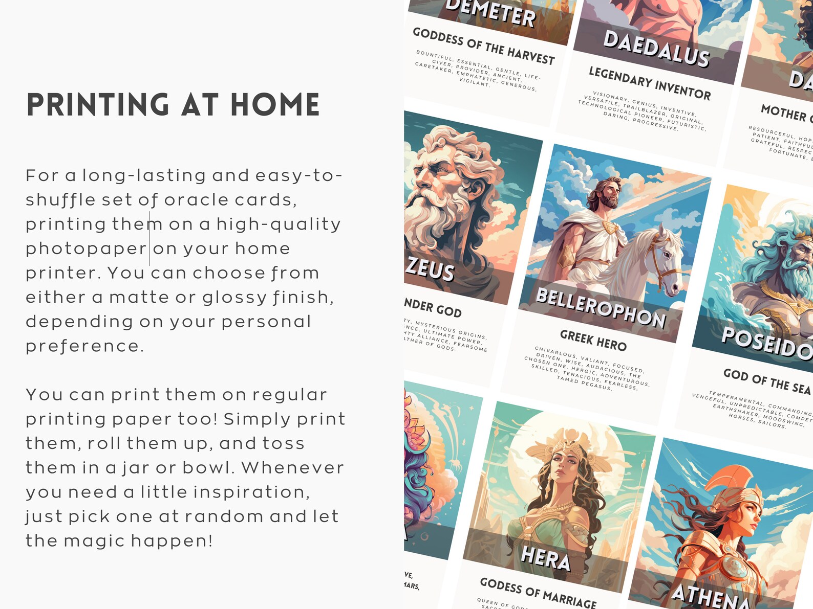 Printable Oracle Deck | GREEK MYTHOLOGY ORACLE | Printable Oracle Cards ...
