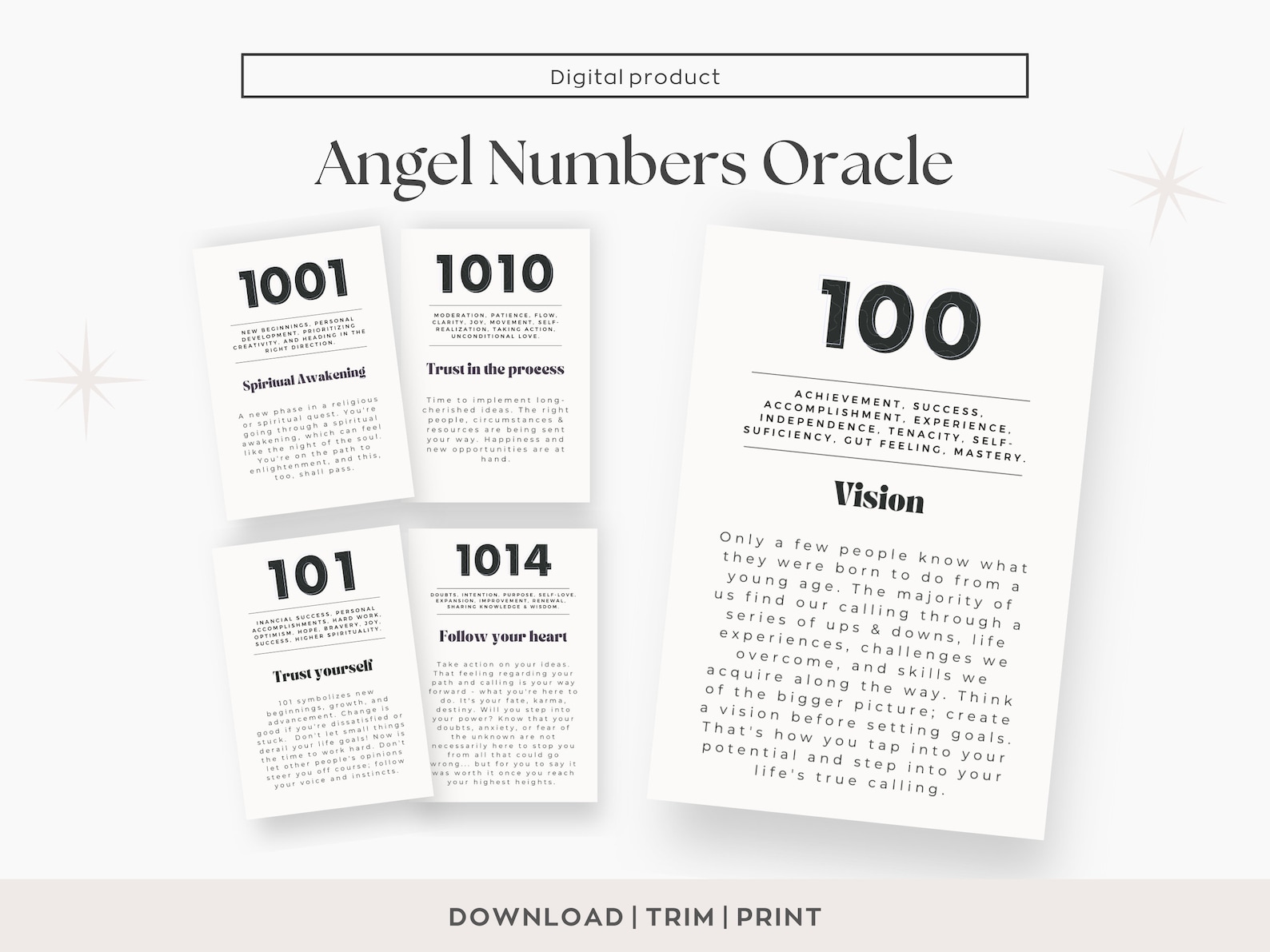 Angel Numbers Oracle Cards, Angel Number Affirmation Cards, Printable ...