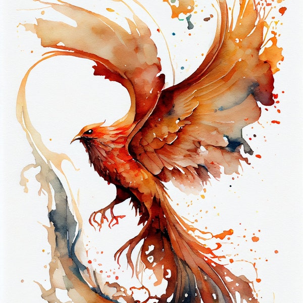 Phoenix Watercolour Digital Print - Add a Touch of Beauty to Your Walls