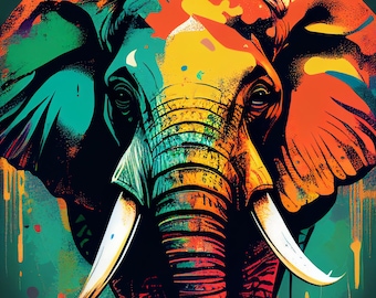 Trunk-tastic Style: Elephant Pop Art Digital Print