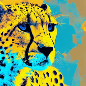 Pop Art Cheetah Digital Print : Race to the Finish