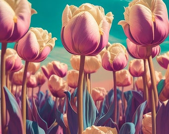 Impressão digital de tulipas em tons pastéis: adicione cores vibrantes a qualquer espaço!