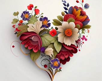 Impressão digital de flor de coração: adicione cores vibrantes a qualquer espaço!