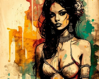 Impressão digital de mulher em acrílico: adicione um toque exótico ao seu espaço!