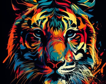 Pop Art Tiger Digital Print : Stride into Style