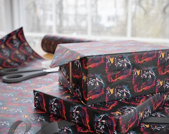 Papel de embrulho do Darth Vader | Papel de presente de aniversário estilo Pop Art de Star Wars | Presente geek