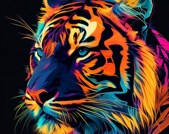 Entre no estilo com uma impressão digital de tigre pop art