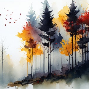 Forest Watercolour Digital Print: Illuminate Your Space!