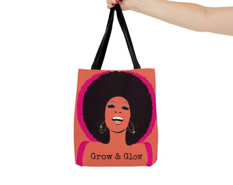 AOP Tote Bag Africa America, Afro Beauty, Retro Vintage tote, Black Queen Bag, Juneteenth Tote, Black Girl magic, Beautiful Black Proud bag