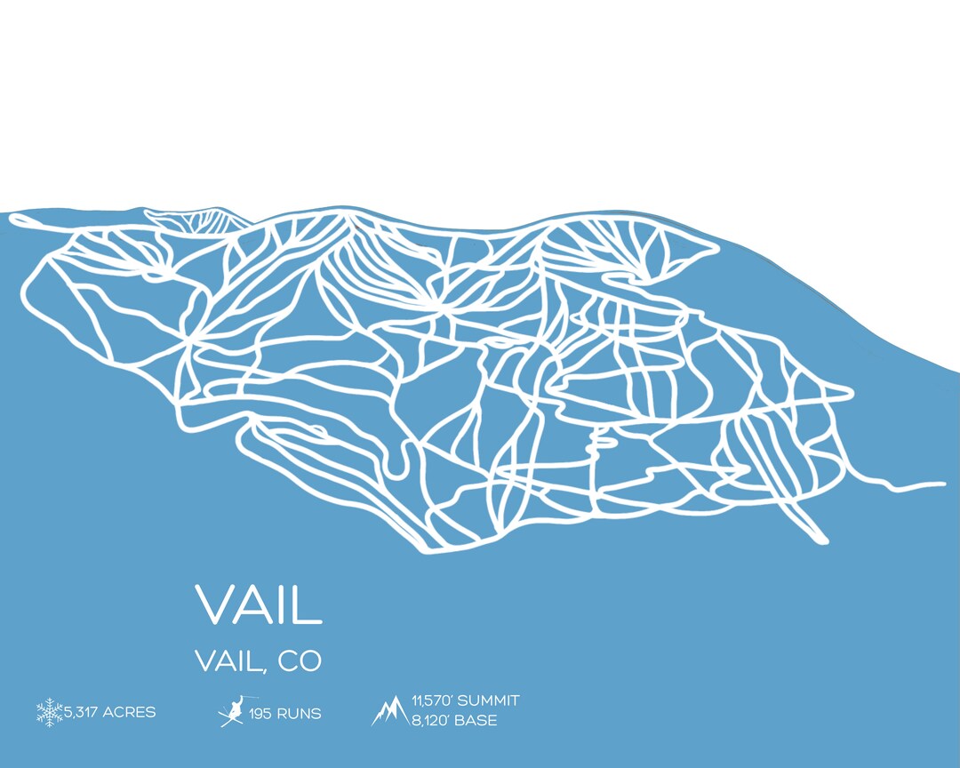 Map Vail Color Vail Resort Ski Map With Color - Etsy