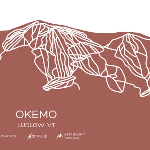 Okemo-skiroutekaart met kleur