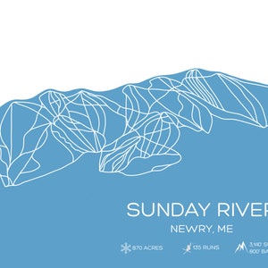 Mapa de pistas de esquí de Sunday River con colores