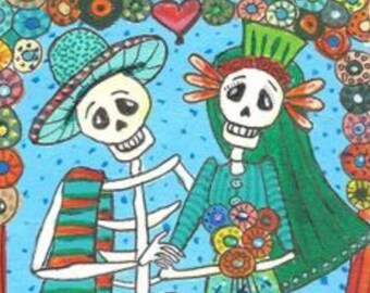 Day of the Dead Wedding Couple (Blue)