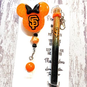 San francisco Giants BadgeReel | mousehead badge reel | orange and black badge reel | giants badge |