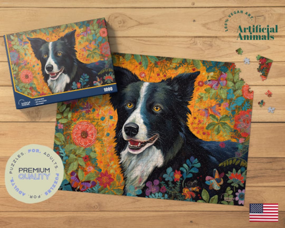 Border Collie Jigsaw Puzzle, Cute Sheepdog Dog Puzzle Perfect for