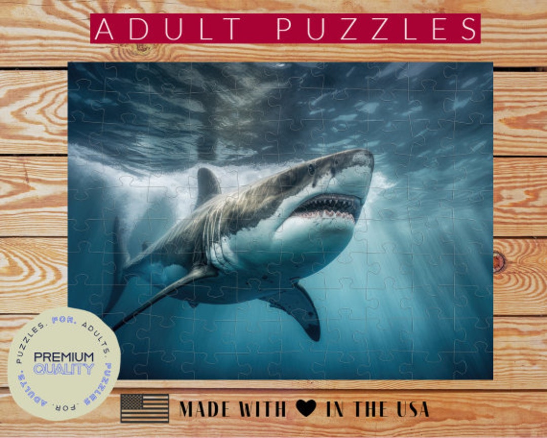 Shark Jigsaw Puzzle Shark Art Sea Life Great White Shark Etsy