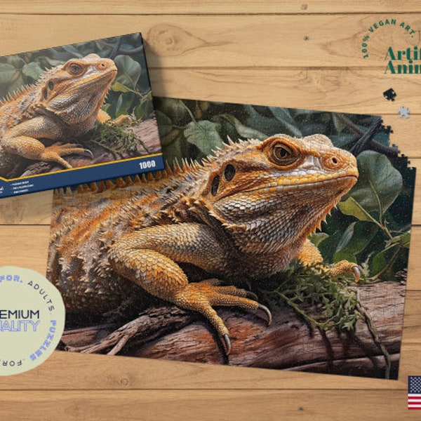 Bearded Dragon Jigsaw Puzzle, Lizards Art, Gifts for Bearded Dragon Owners, Reptile Artwork, Lizard Jigsaw puzzles,  Colorful Lizard Art