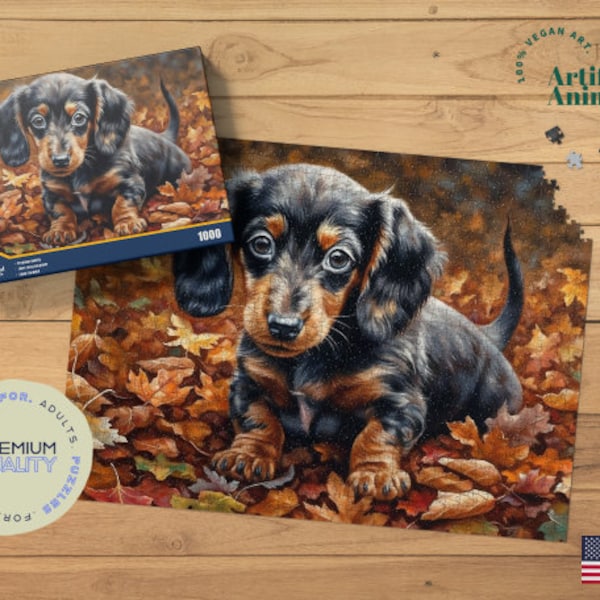 Dachshund Jigsaw Puzzle, Doxie Gifts, Dog Puzzles, Weenie Dog Gifts, Dapple Dachshund, 500 piece puzzle, Doxie Lovers Gifts, Dog Art,