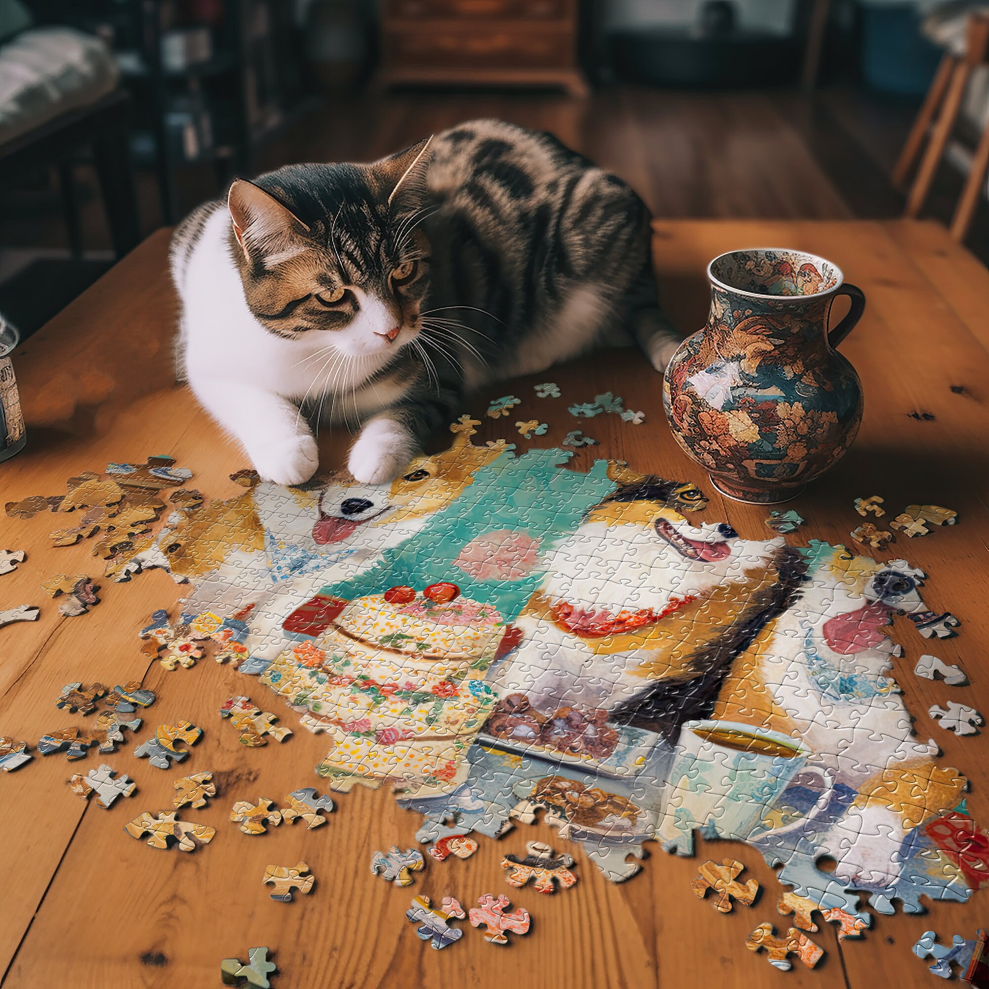  Child Intellectual Jigsaw Corgi, i am Your Friend Corgi Jigsaw  Wooden Puzzles 300 Pieces Art Home Decor DIY Funny Parent-Child Educational  Game Toy Puzzle Gift for Adults and Kids : Toys