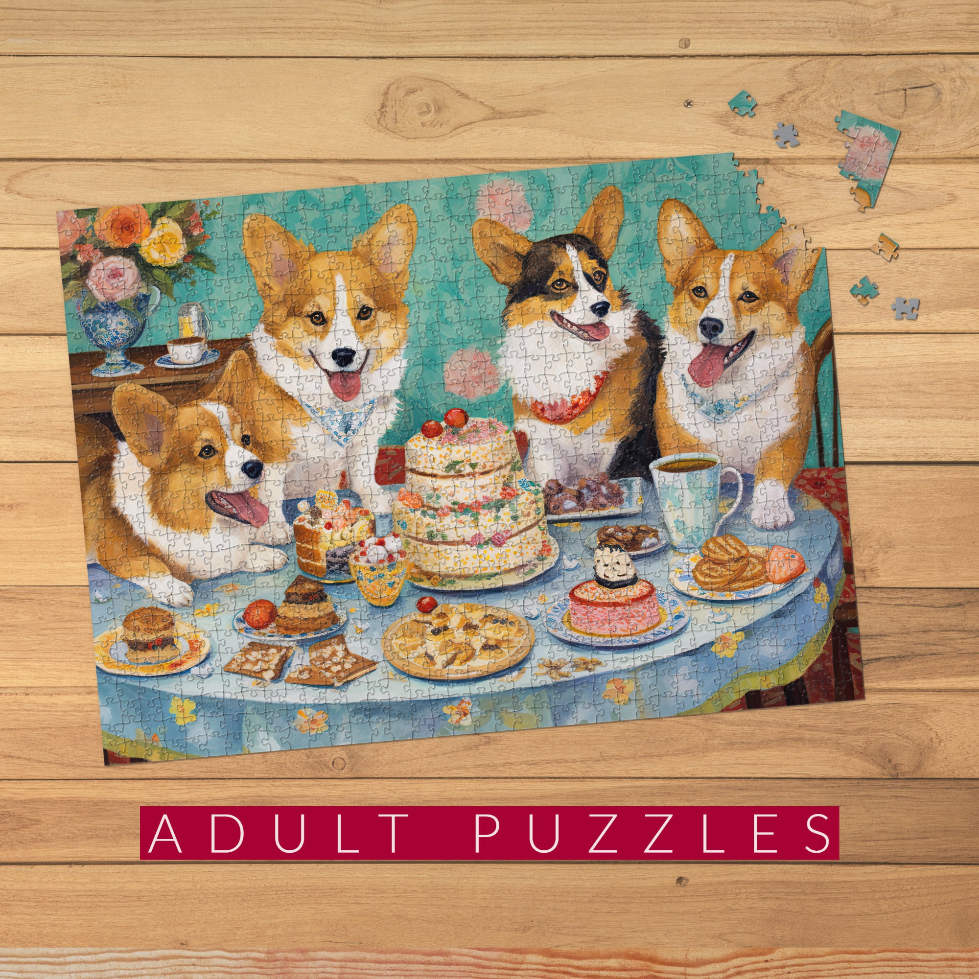 Wzvzgz Corgi Jigsaw Puzzles 300 Pieces for Adults - Puzzles for Adults and Children Home Decoration, 300 Pcs