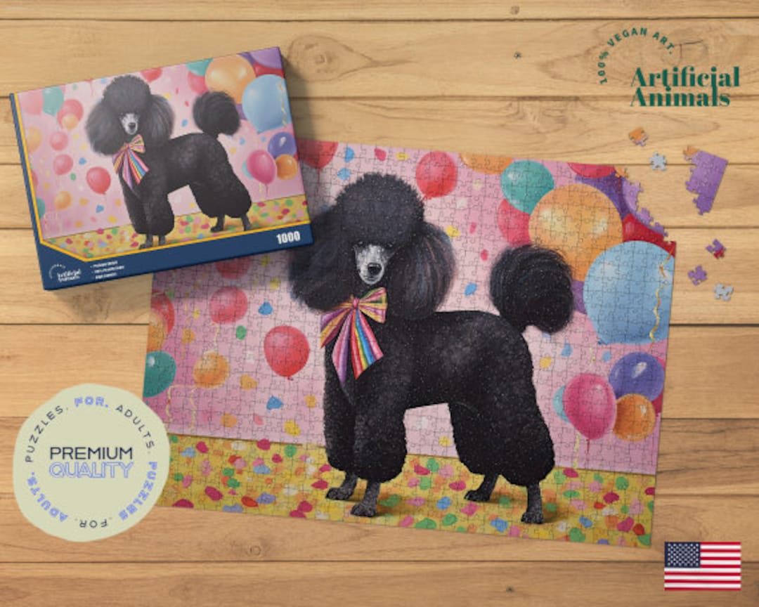 Black Poodle Jigsaw Puzzle Black Standard Poodle Silver Etsy