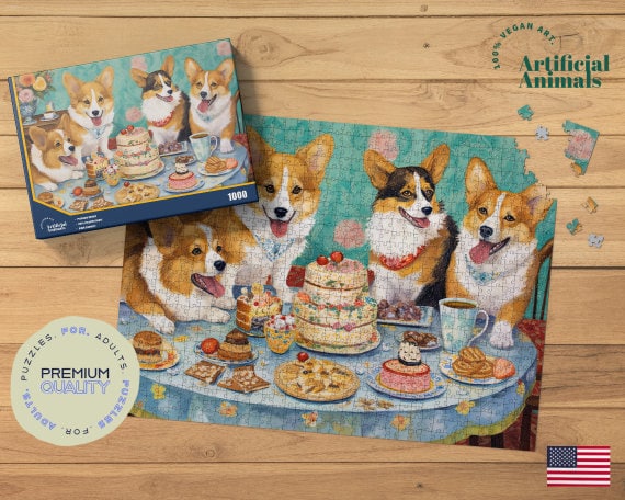 Corgi, Life is Better, White Background (1000 Piece Puzzle, Size 19x27,  Challenging Jigsaw Puzzle for Adults and Family, Made in USA) 