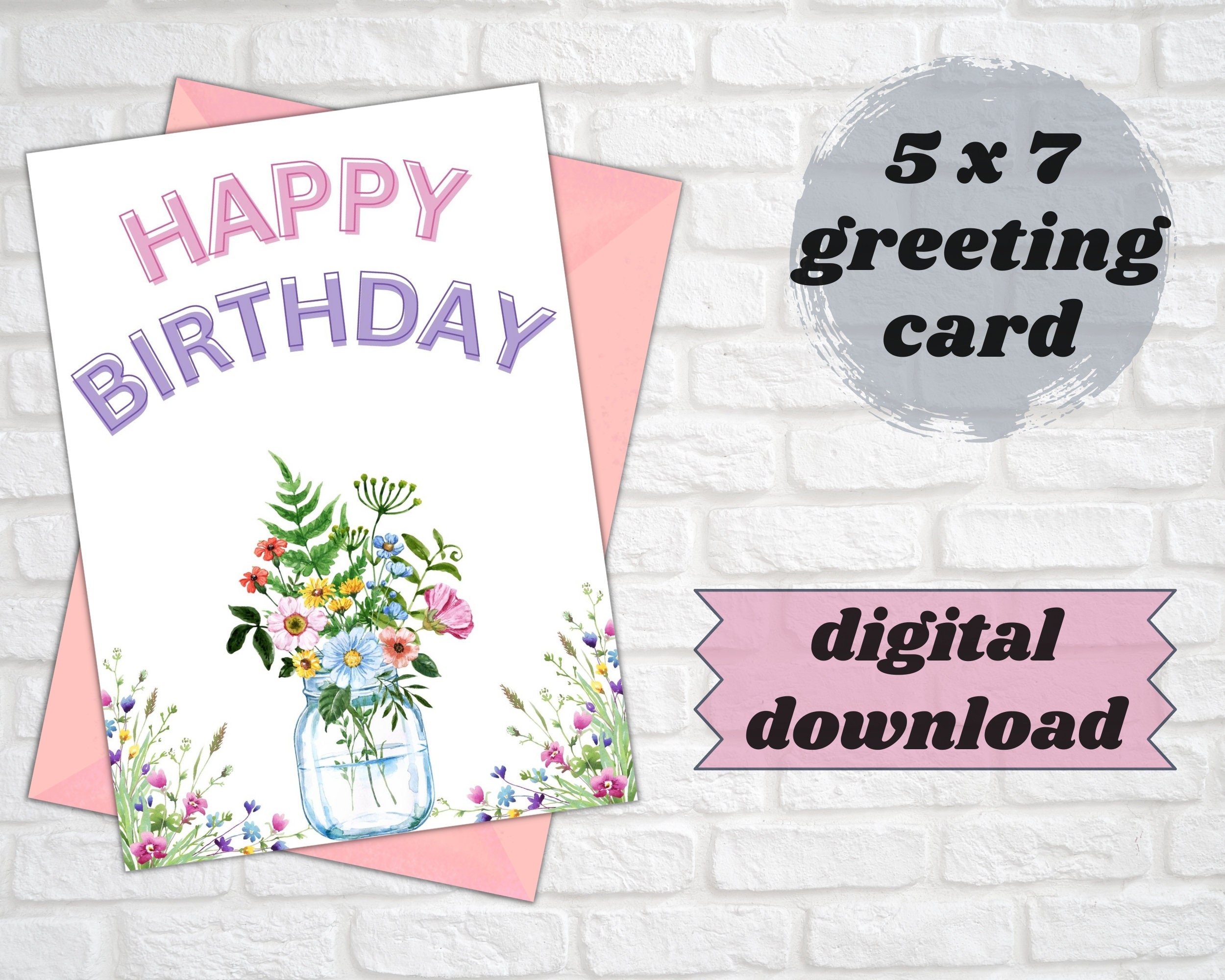 Happy Birthday Card Instant Download Birthday Card Print at Home ...