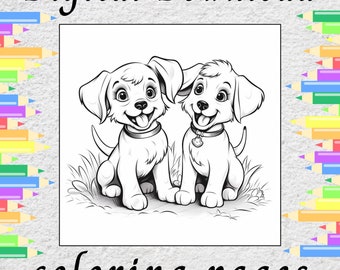 Coloring pages for kids | print at home | cute puppy color sheets | digital download | printable coloring pages for children | coloring page
