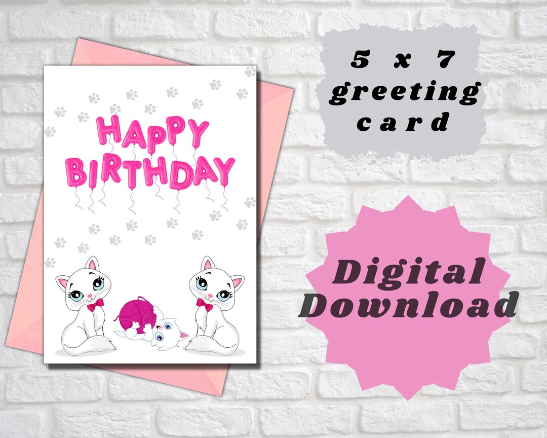 Happy Birthday Card | Digital Download | Birthday Greeting Card 5 X 7 ...