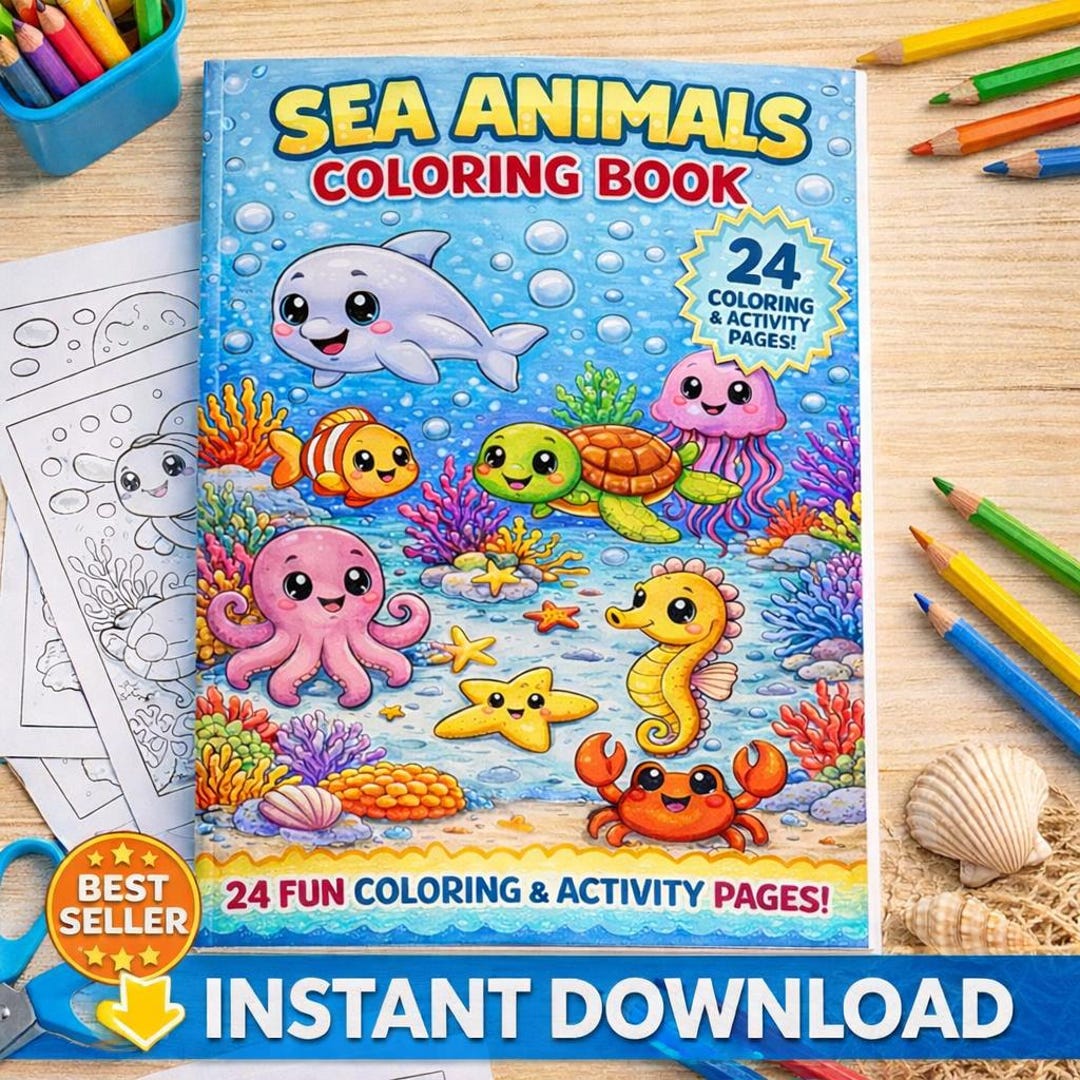 Sea Animals Coloring Book for Kids | Ocean Activity Pages, Toddler ...