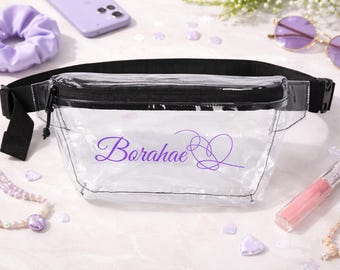 Borahae Clear Fanny Pack | BTS Inspired Bag | Purple Kpop Waist Bag | Transparent Concert Bag | ARMY Gift | Stadium Approved Belt Bag