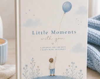 Baby Memory Journal, Little Moments With You Blue Keepsake, Minimalist Notebook