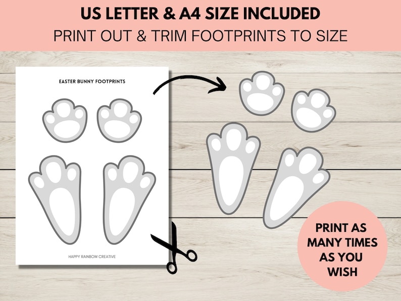 Easter Bunny Footprints Printable, Easter Bunny Feet for Easter Morning ...