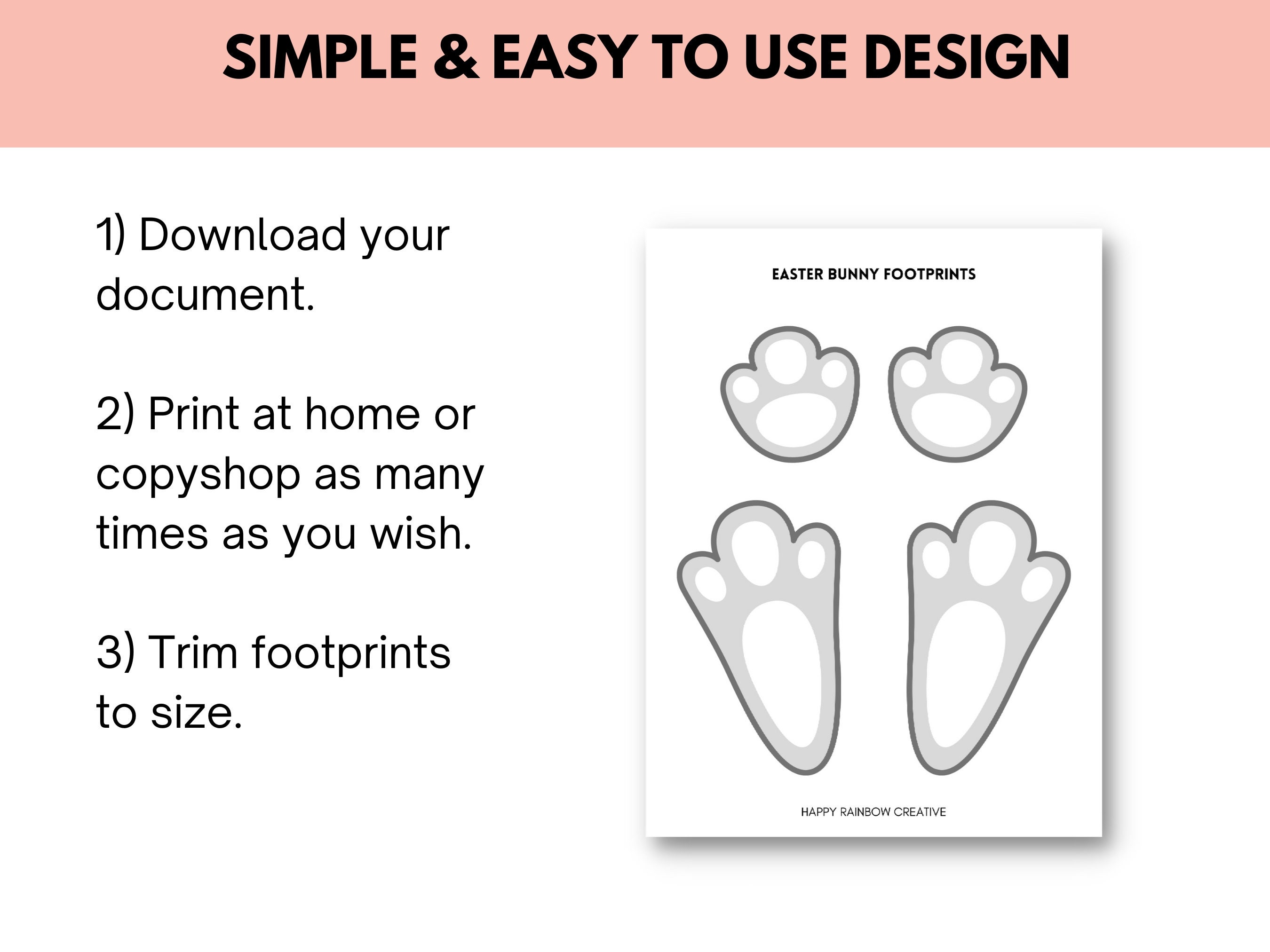 Easter Bunny Footprints Printable, Easter Bunny Feet for Easter Morning ...