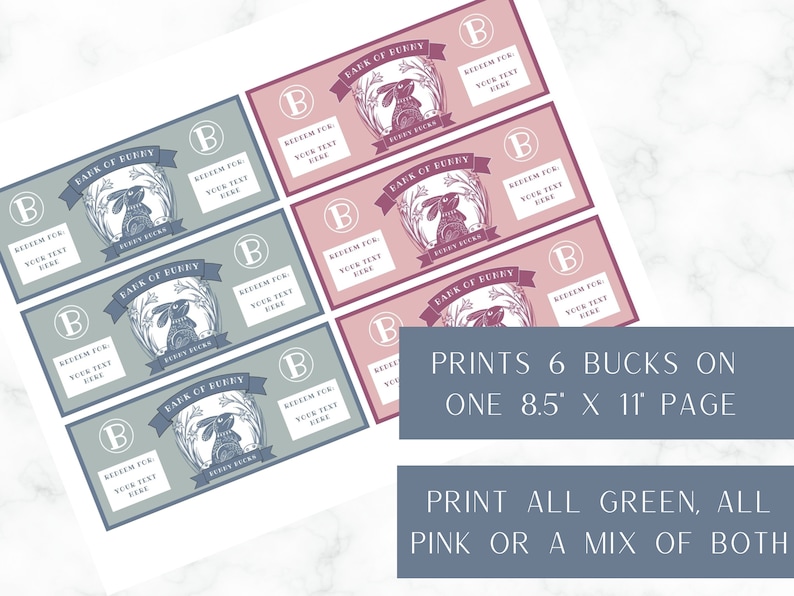 Editable Bunny Bucks, Printable Easter Bunny Money, Sage and Pink ...