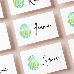 Marques de place de Pâques MODIFIABLES, cartes de visite imprimables pour le brunch de Pâques, le déjeuner ou le dîner, cartes de sièges personnalisées pastel oeuf de Pâques, EA24