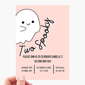 EDITABLE Two Spooky Birthday Invitation, Second Birthday Invite, Girl Halloween Birthday Party, Printable, Digital Canva Template, HW2
