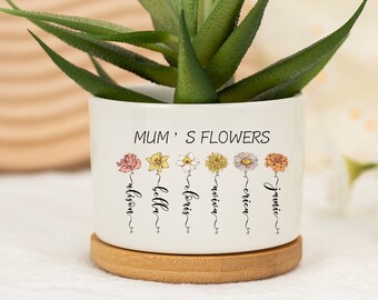 Pot de plantes personnalisé, pots de fleurs personnalisés pour maman, cadeaux pour mères, jardinière extérieure, cadeau d’anniversaire, art familial, cadeau de fête des mères