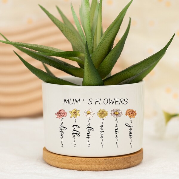 Custom Plant Pot, Personalized Mum's Flower Pots, Mothers Gifts, Outdoor Planter, Birthday Gift, Family Art, Mothers Day Gift