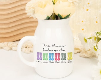 Vase personnalisé pour maman, vase à fleurs personnalisé, vase en céramique, cadeau de fête des mères, vase de fête des mères, cadeau pour maman d’enfants, vase nounou