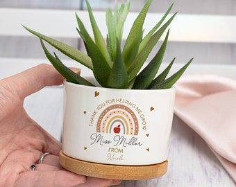 Pot de fleur personnalisé, cadeau de remise des diplômes pour l’enseignant, cadeau personnalisé pour l’enseignant, merci de m’avoir aidé à grandir, cadeau pour elle, pot de plantes, cadeaux de diplômé