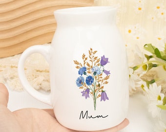 Vase à fleurs personnalisé pour maman, vase à fleurs en céramique personnalisé, vase de la fête des mères, cadeau pour maman des enfants, vase nounou, cadeau de la fête des mères