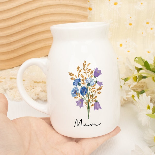 Personalized Flower Vase for Mum, Custom Ceramic Flower Vase, Mothers Day Vase, Gift for Mum from Kids, Nanny Vase, Mothers Day Gift