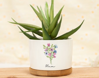 Pot de fleur personnalisé pour maman, cadeau personnalisé pour la fête des mères, pot de fleur en céramique, cadeau d’anniversaire, cadeau pour maman, cadeau de nounou, cadeau pour grand-parent