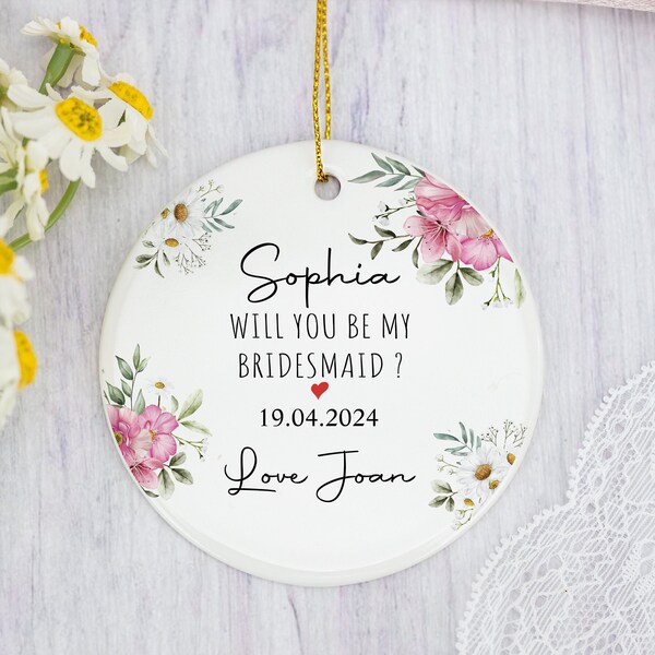 Bridesmaid Proposal | Will You Be My Bridesmaid Acrylic Hanging Keepsake | Personalised Maid Of Honour Ornament | Bridesmaid Wedding Gift