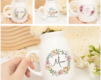 Vase à fleurs personnalisé, vase personnalisé pour maman, cadeau de fête des mères, vase de fête des mères, cadeau pour maman, vase nounou, cadeau d’anniversaire pour elle