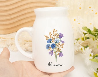 Personalized Flower Vase for Mum, Custom Ceramic Flower Vase, Mothers Day Vase, Gift for Mum from Kids, Nanny Vase, Mothers Day Gift